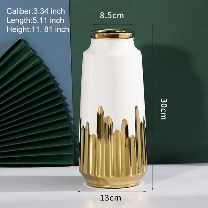 Grand Vase en céramique blanc doré moderne, décoration de maison