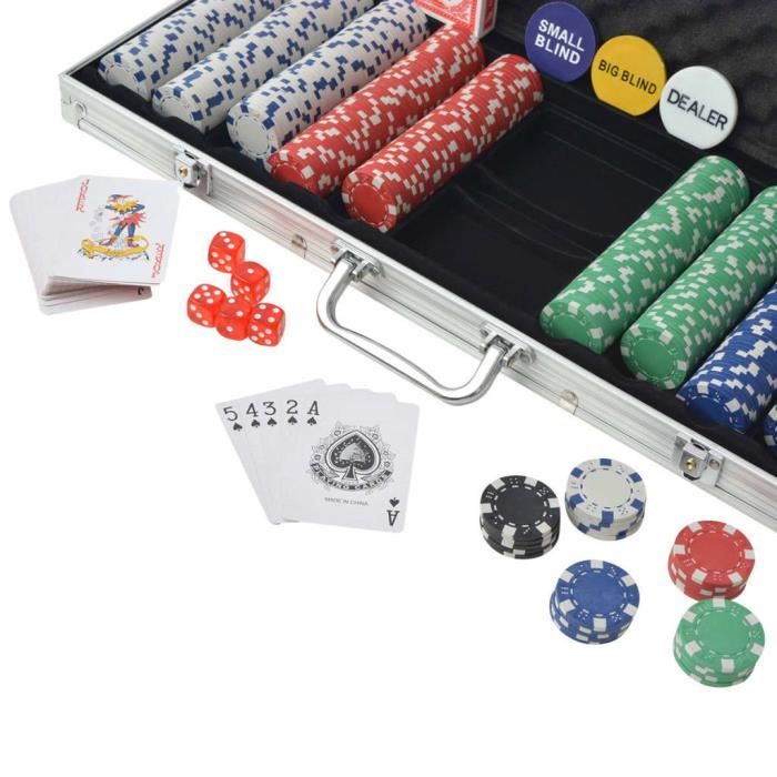 Jeu De Poker 500 Jetons Aluminium – Coffret Avec Dés, Cartes, Boutons Dealer, Petite/grande Blind, 3,7 Kg