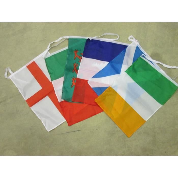Guirlande De Fanions Six Nations – 8 M, 6 Drapeaux En Polyester Double Face – Pour Décoration Rugby, Bars, Jardins Et Fêtes