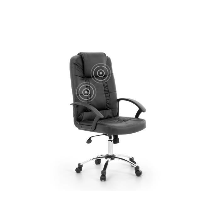 beliani - fauteuil de bureau en cuir noir relax
