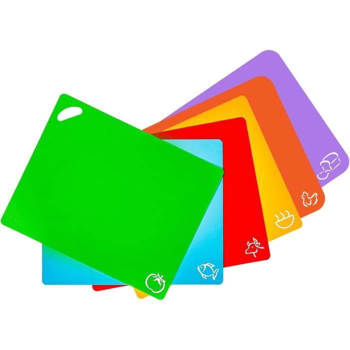Set 6 Planches à Découper Plastique Bieiyhe - Anti-BPA Et Antidérapantes