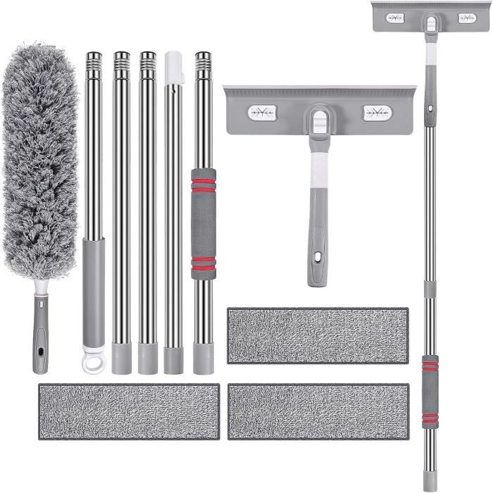 Kit Nettoyage Vitre Professionnel - Lave-Vitres Télescopique 4 M Avec Raclette | Longzhuo