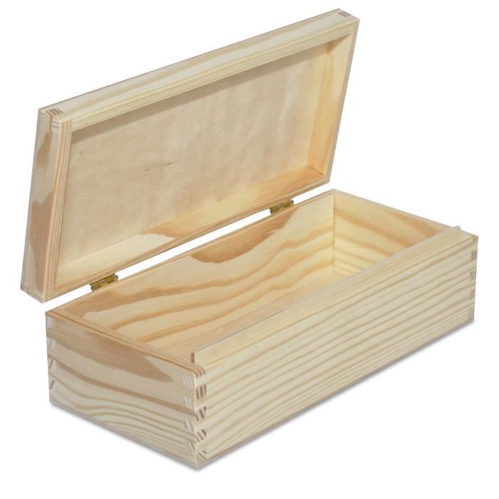 Creative Deco Petite Boîte de Rangement en Bois à Décorer | 24 x 11,3 x 7,2 cm | Caisse avec Couvercle