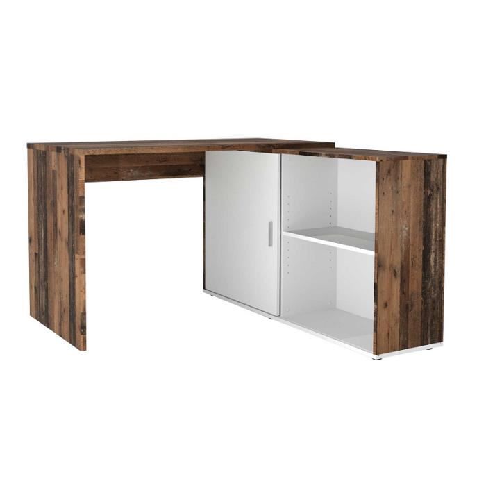 Bureau dangle Vaiana avec rangements. Avec décor en bois vieilli et quelques accents blancs. Bureau dangle Vaiana avec rangements. Avec décor en bois vieilli et quelques accents blancs.