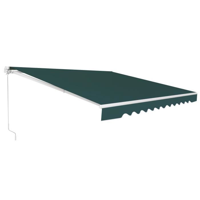 GIANTEX Store Banne Rétractable Manuel 3X25M en Tissu en Polyester Résistant au Soleil/Pluie Angle 5-35°pour BalconFenêtre