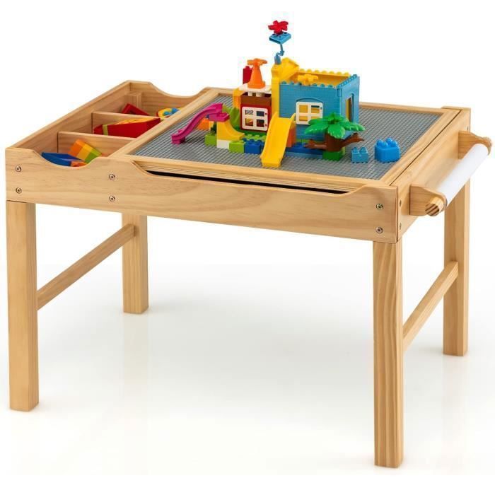 GOPLUS Table + Chaise Enfant Dinosaure – Ensemble HDPE Avec Rangement & 3 Blocs De Construction, Idéal 1-5 Ans Chambre Ou Maternelle