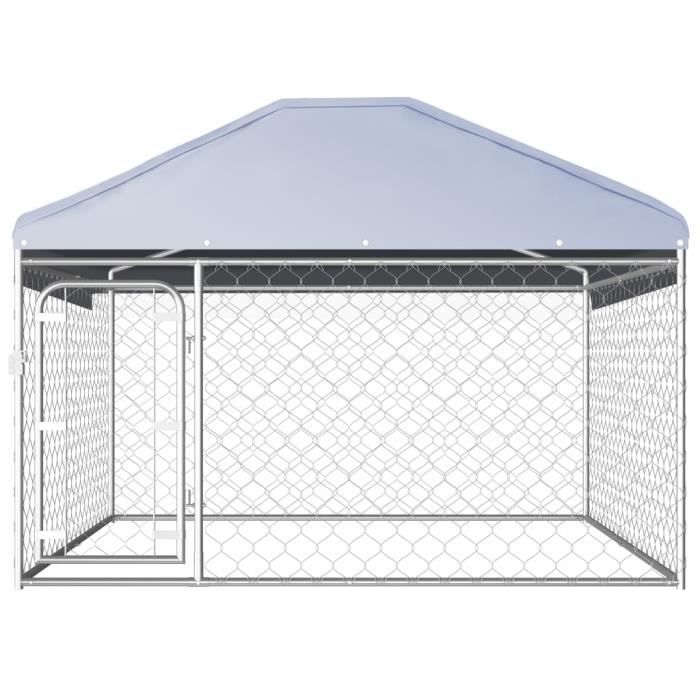 Chenil extérieur avec toit pour chiens 200 x 200 x 135 cm -PAT HILILAND Pois: 27.3