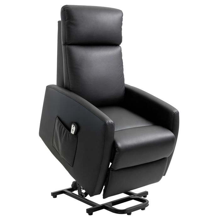 HOMCOM - Fauteuil releveur électrique - Revêtement synthétique - 67x95x105cm - Noir