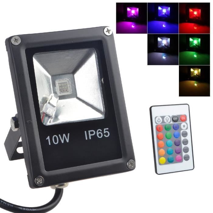 800Lumen RVB LED Avec Télécommande Maison Noël Jardin Eclairage Extérieur Spot Pour Cour Terrasse 16 Couleurs 4 Modes Multicolore Lumière Dinondation,Etanche IP65 Projecteur LED RGB 10W 