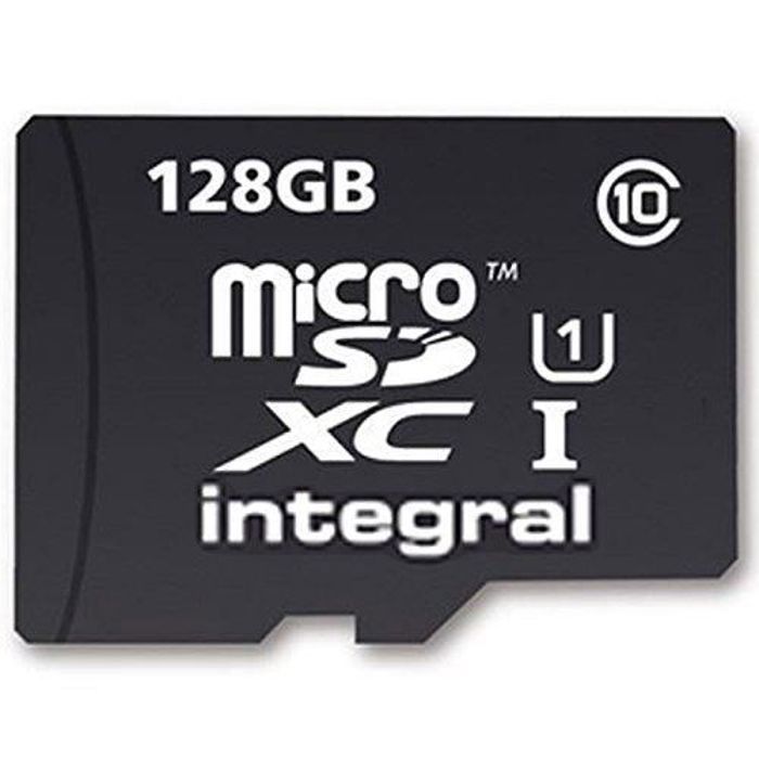 INTEGRAL MicroSDXC 128 Go Carte Mémoire CL10 UHS 1 U1 90 MB-S + Adaptateur SD