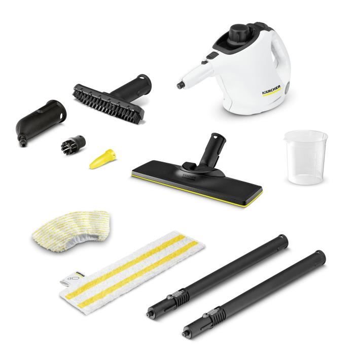 Nettoyeur vapeur NEW Karcher SC 1 Easy Fix + kit sol - Balai vapeur 2 en 1 - 1200 W - 3 bars - Elimi