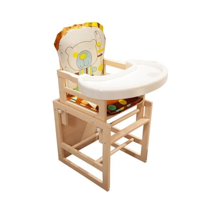 Chaise Haute Bébé Évolutive LIFEZEAL 2-en-1 Bois Hêtre - Plateau Amovible Harnais 5 Points