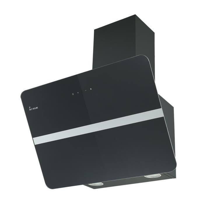 Hotte Aspirante KKT KOLBE 90 Cm - Verre Noir, WiFi, LED RGBW - Design Sans Tête Et Ultra Silencieuse