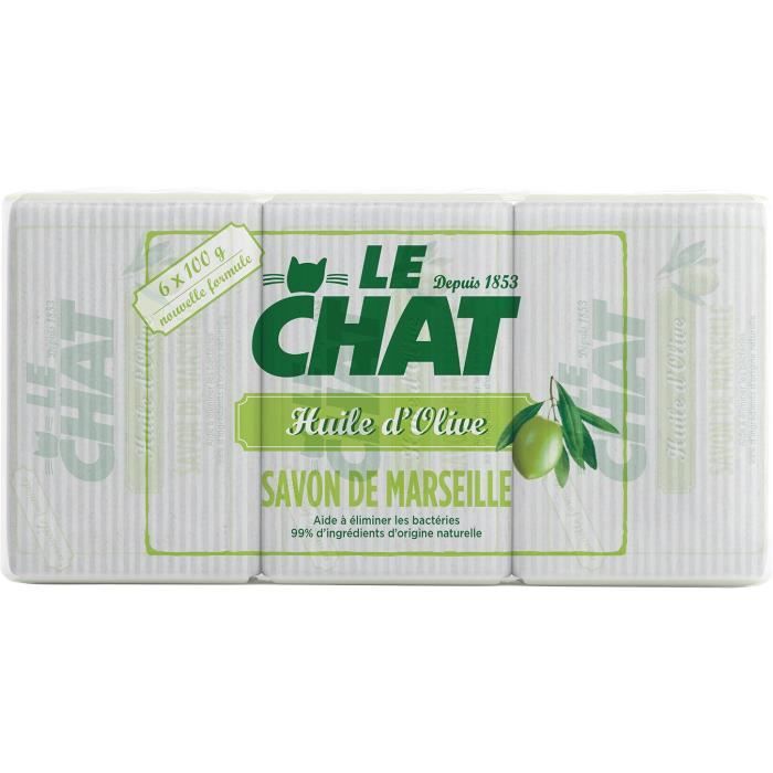 Le Chat Pack De 6 Savons De Marseille Solide Huile D Olive 100 G Achat Vente Savon Syndets Pack 6 Savons Le Chat Cdiscount
