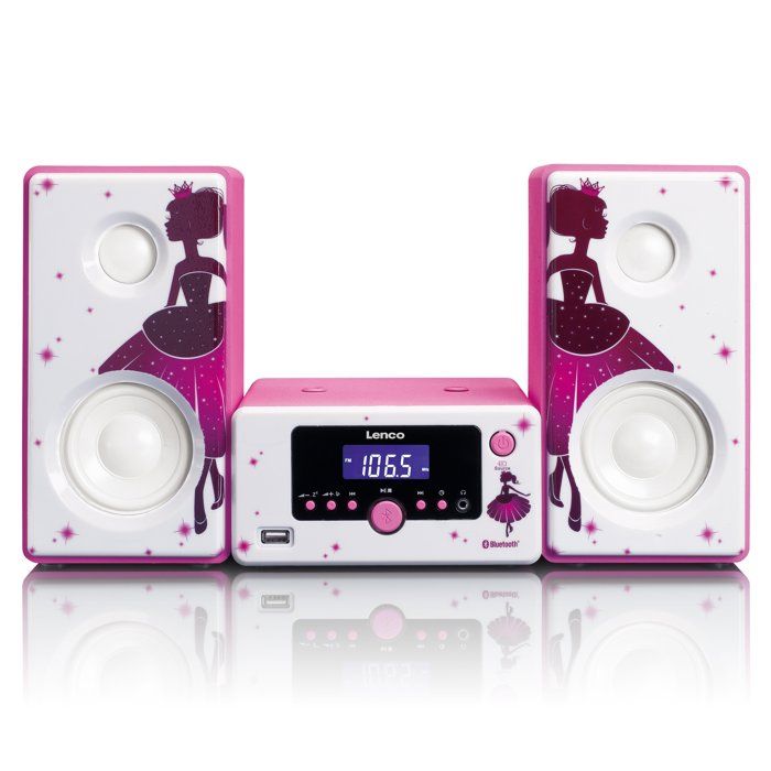 Lenco MC-020 Princess - Mini-chaîne avec radio FM Bluetooth® USB et entrée AUX - Princesse