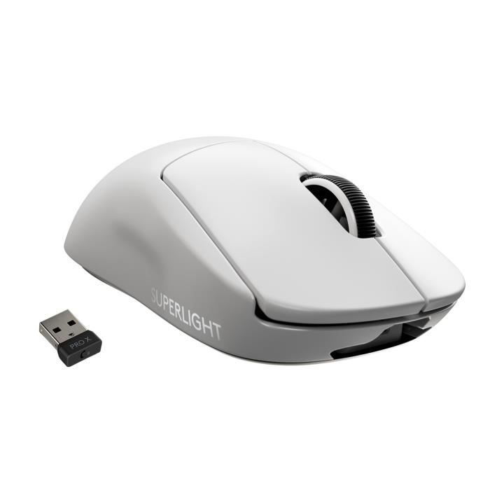 Logitech présente PRO X SUPERLIGHT, notre souris sans fil la plus rapide et la plus légère. Prenez la première place plus vite que jamais grâce à notre conception légère, à LIGHTSPEED, au capteur HERO et aux patins PTFE sans additif.