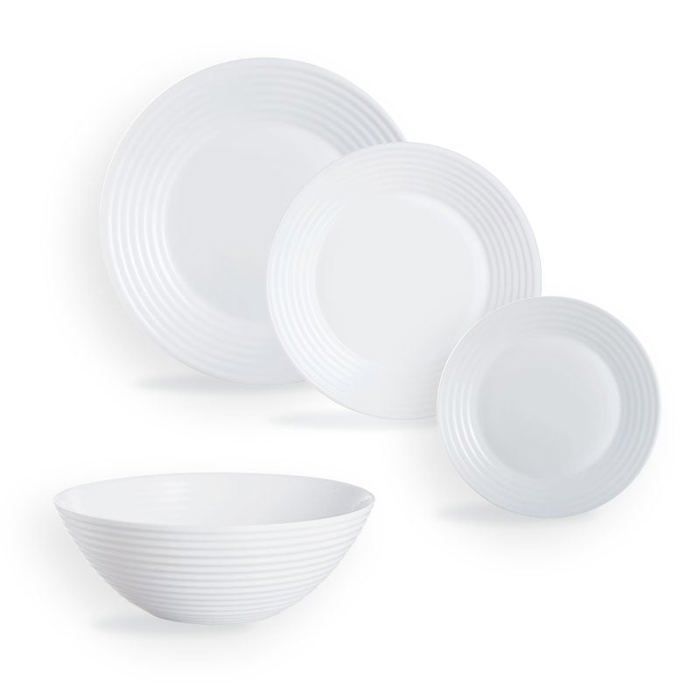 Service de table 19 pièces Harena Blanc - Luminarc - Opale Extra Résistant Service de table 19 pièces Harena Blanc - Luminarc - Opale Extra Résistant