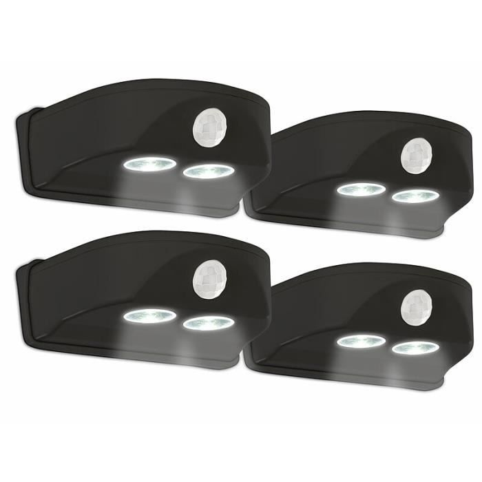 4 lampes de porte sans fil à LED avec détecteur de mouvement - Noir 4 lampes de porte sans fil à LED avec détecteur de mouvement - Noir