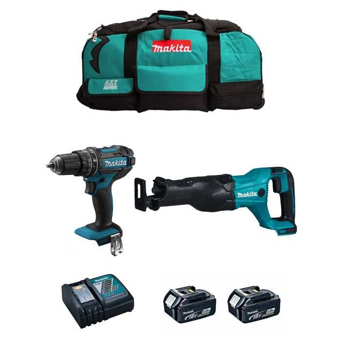 MAKITA Kit MK204 DHP482 + DJR186 + 2 x 5 0 Ah + DC18RC + LXT600