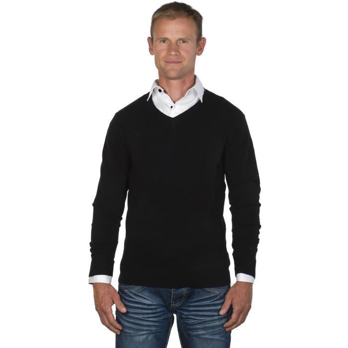 Pull col deals rond et chemise