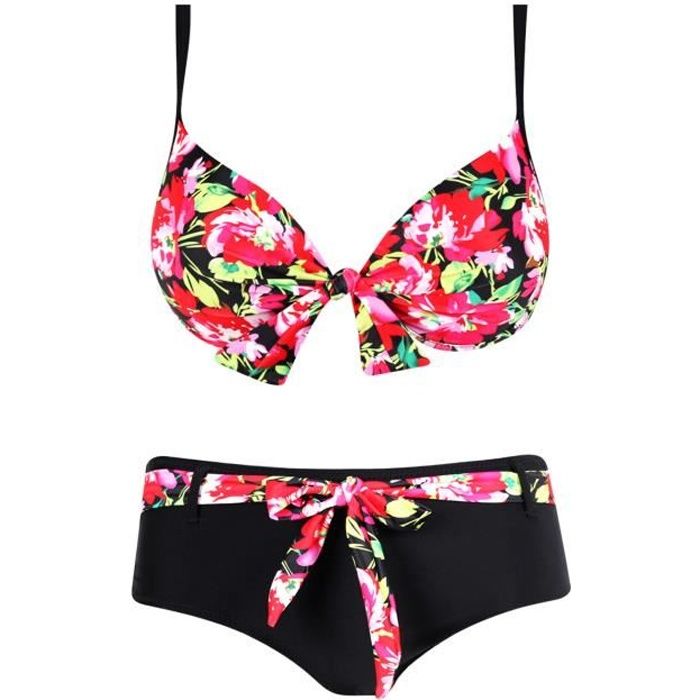 Bikini 2 Pièces Noir Taille M - Haut Triangle, Bas Taille Haute, Parfait état Occasion