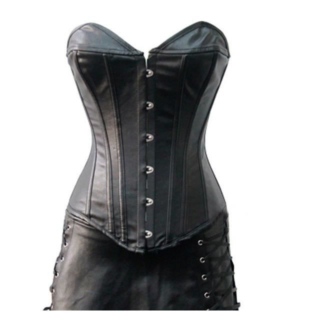Corset cuir noir femme hot sale