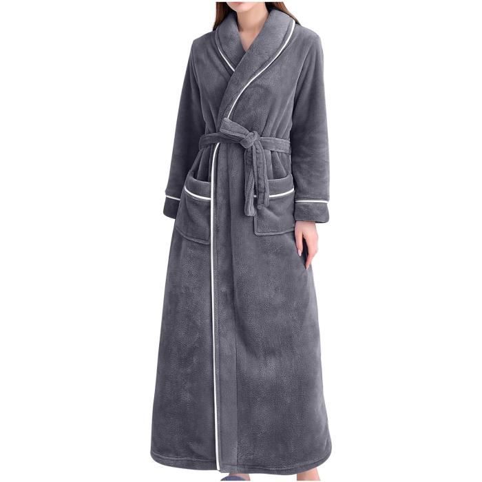 Robe de Chambre et Peignoir - Femme - Gris - Chaud pour Hiver Gris - Cdiscount Pr??t-?�-Porter