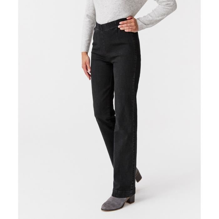 Jean DAMART Effet ventre plat extensible Noir Coupe droite Taille standard Femme Noir Cdiscount Pret a Porter