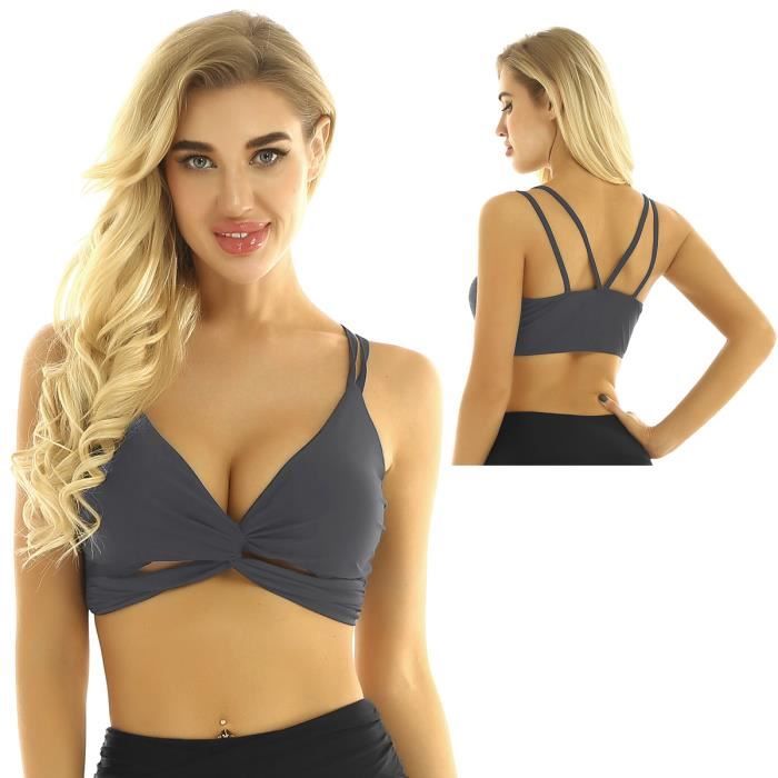 Soutien Gorge de Sport Push Up Femme Lingerie Brassiere Sport Pour Fitness Jogging Yoga Course Bra Tank Top Bretelles Bustier XS L Gris Gris Cdiscount Sport