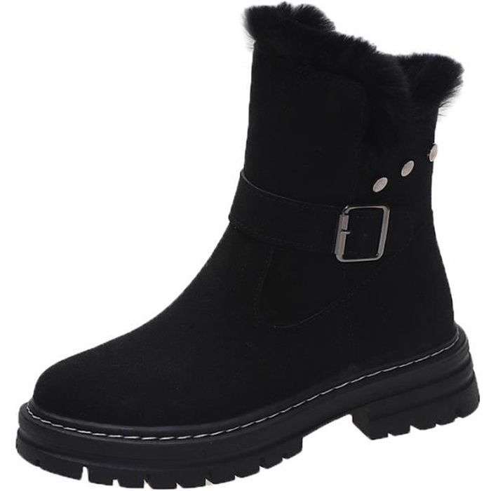 Bottes Neige Femme Mode d'hiver Bottes Chaud Casual Chaussures- Noir Noir -  Cdiscount Chaussures