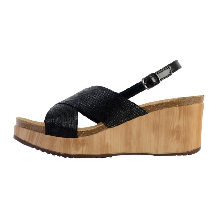 Sandales Scholl Compens s Sabaudia Cross B S Noir Femme Talon