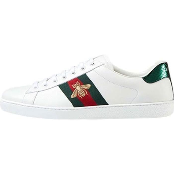 Basket Guccis Abeille Femme Homme Chaussure Sneakers Blanche Pas