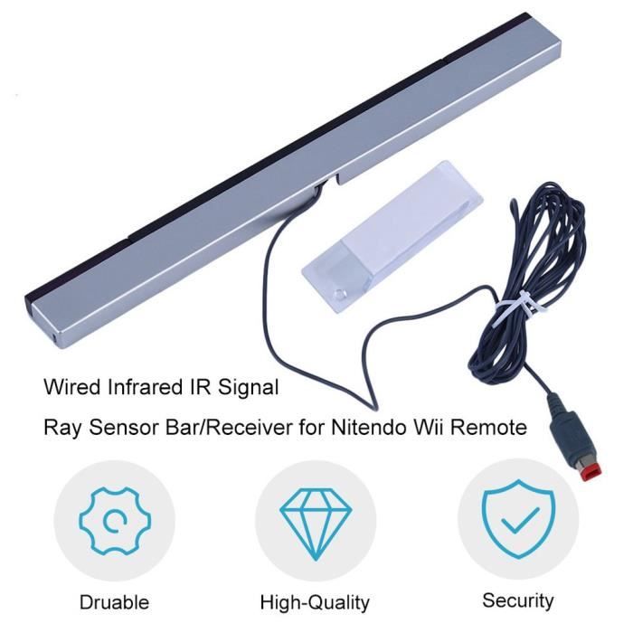 Capteur de mouvement infrarouge filaire avec capteur compatible avec la Wii/ Wii U La barre de détecteur filaire comprend un support qui permet de  monter facilement le récepteur au-dessus : : Jeux vidéo