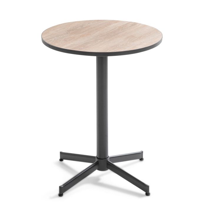 Table Bistrot Ronde Plateau Ceramique Effet Bois Tivoli Naturel