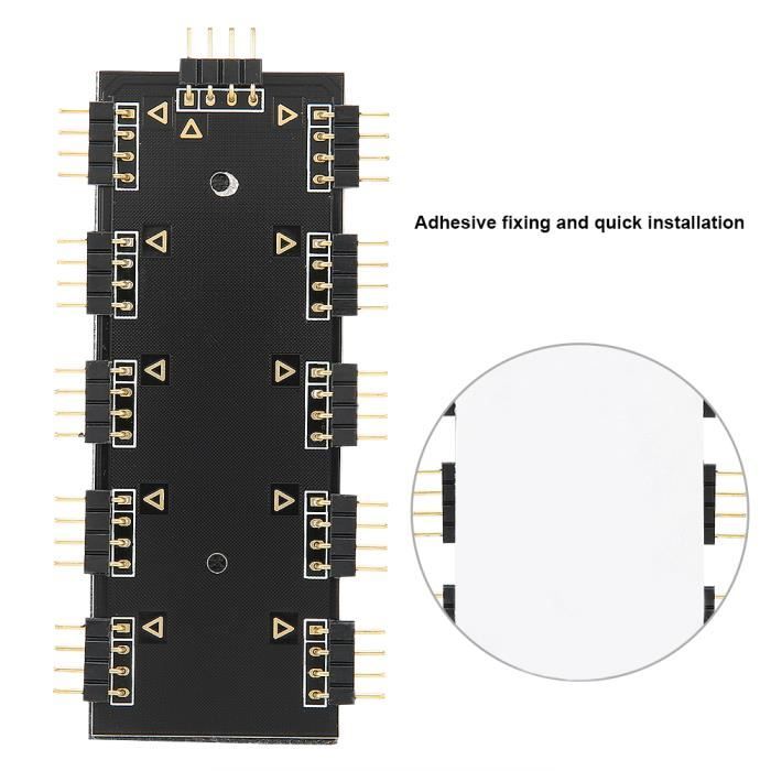 Qiilu Contrôleur Hub RGB 1-10 pour Ventilateurs de Boîtier PC et Refroidissement CPU