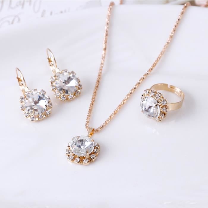 RMEGA Luxe Parure Bijoux Ajustable Bague Femme Boucle D Oreille Collier Pour La Femme Luxe Bijoux Pour Mariage Diamant Achat Vente parure RMEGA Luxe Parure Bijoux Aj Femme Adulte