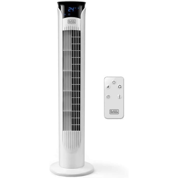 Aigostar Robert -Ventilateur Colonne avec Télécommande,Silencieux, 3 Vitesses et 3 Modes,Oscillation 70°,Ventilateur Portable avec Minuterie 7H,Hauteur 86 cm,50 W,Blanc