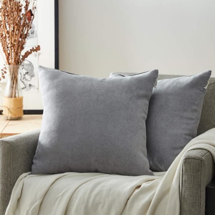 Top Finel Lot De 2 Housse De Coussin Coton Lin Carre Decoration Pour Canape Chambre Gris 50x50 Cm Achat Vente Housse De Coussin Cdiscount