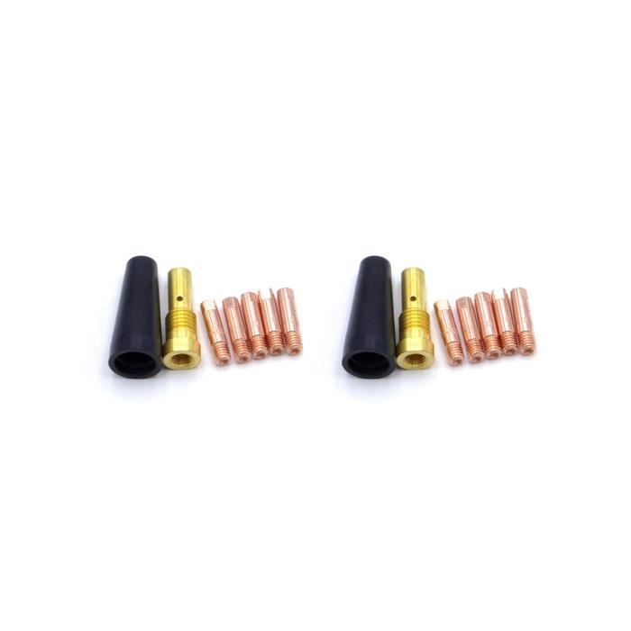 Kit D'Embou Ts De Buse Sans Gaz 14AK - Embouts Contact MIG 0.8mm 0.030'' M6 - 14 Pièces Pour Torche Soudage