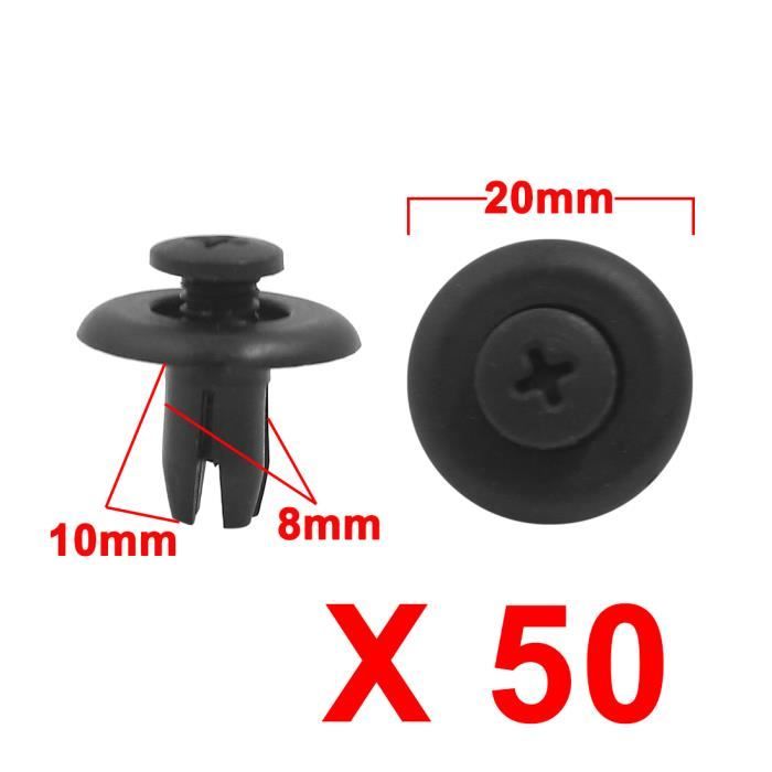 Rivet en Plastique Bouton-Poussoir Porte Fixation Garde-Boue Bouclier Agrafe Trou 7mm 20PCS Noir
