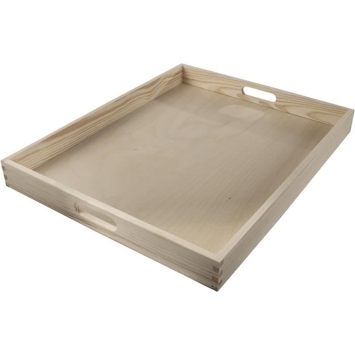 Plateau De Service En Bois De Palissandre - 38x25x8,4 Cm - Poignées, Motif Arbre De Vie - Artisanal