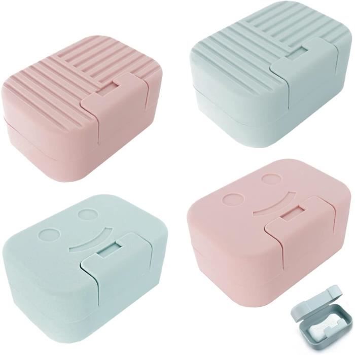 4 Boîtes Savon Voyage - Portable Étanche - Design Bouton Pression - Pour Camping/Voyage
