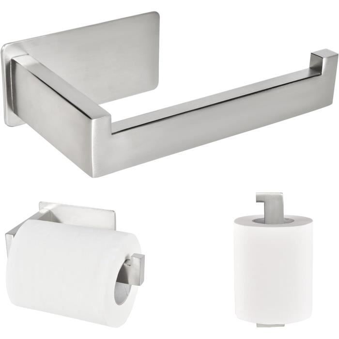 Porte Papier Toilette Auto-adhésif, Support Rouleau WC Adhesif, Support  Papier Toilette Acier Noir Mat pour WC,Salle De Bain[S260]