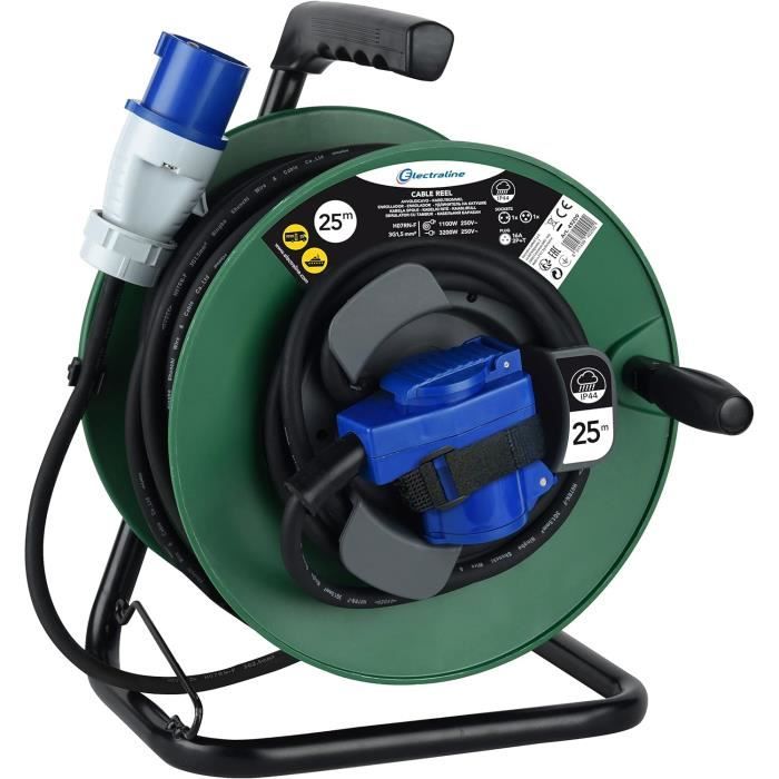 Electraline 49209 Rallonge Electrique en Caoutchouc avec Enrouleur de ...