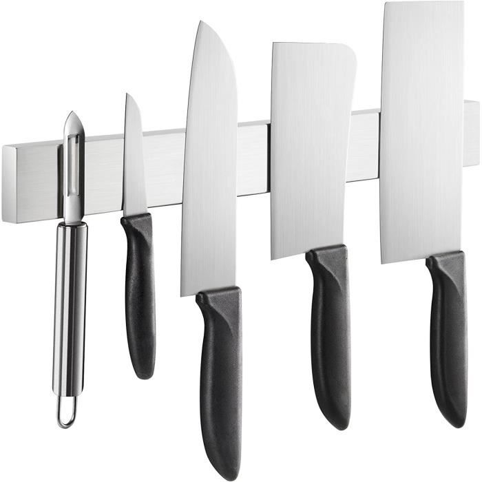 Porte-couteau magnétique mural en acier inoxydable, nuit de couteau  magnétique, aimant de cuisine injuste, questionand