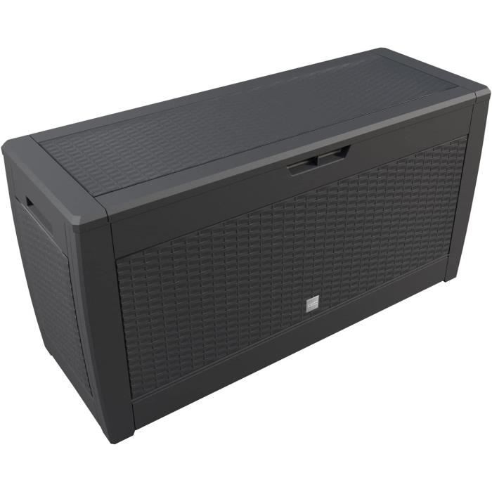 Coffre De Rangement Jardin 310L Anthracite - Malle Avec Roulettes Pour Coussins Et Accessoires Extérieur