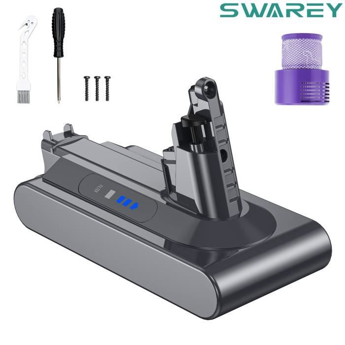 SWAREY Batterie 25.2V 3800mAh pour Dyson V10 avec 6 accessoires