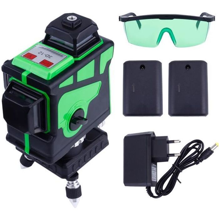 Niveau Laser Auto-nivelant DEGLASERS - Portée 100 Pieds, Ligne Verte, 3 Niveaux De Luminosité