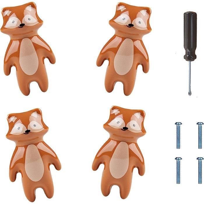 10 Poignées De Tiroir En Bois Forme Animaux - Pour Chambre Enfant, Commode, Armoire - Mequou