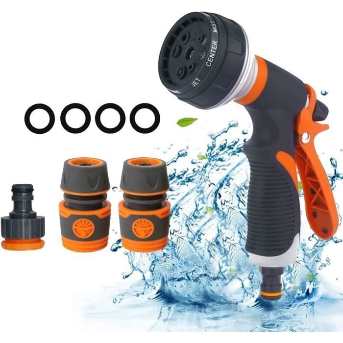 Pistolet D'Arrosage Métal Haute Pression – 4 Modes Jet, Contrôle Pouce + Vanne ON/OFF, Pour Jardin, Pelouse, Lavage Voiture
